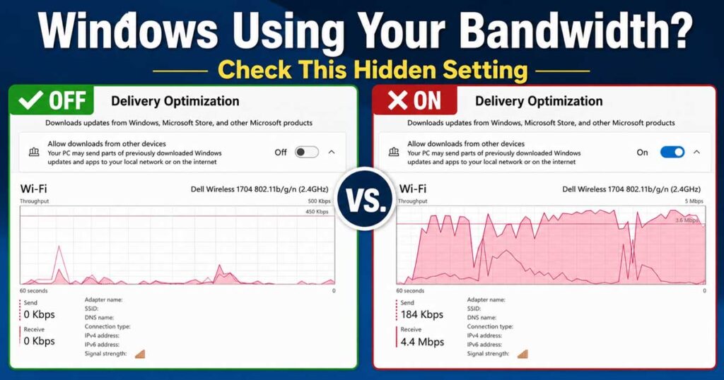 Windows 11 computer using background bandwidth while Delivery Optimization shares update files