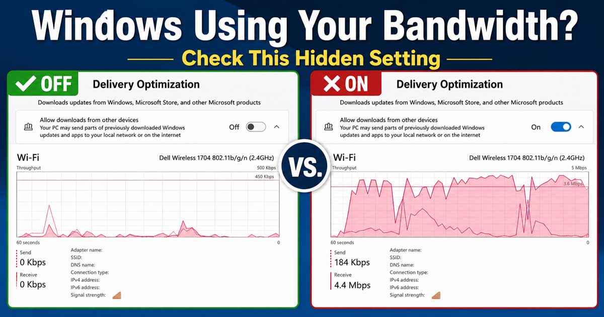 Windows 11 computer using background bandwidth while Delivery Optimization shares update files